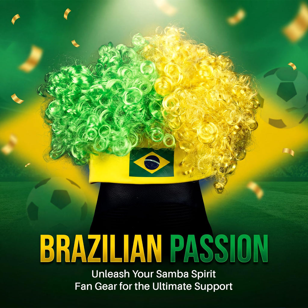 Brazil-Style Curly Soccer Fan Wig