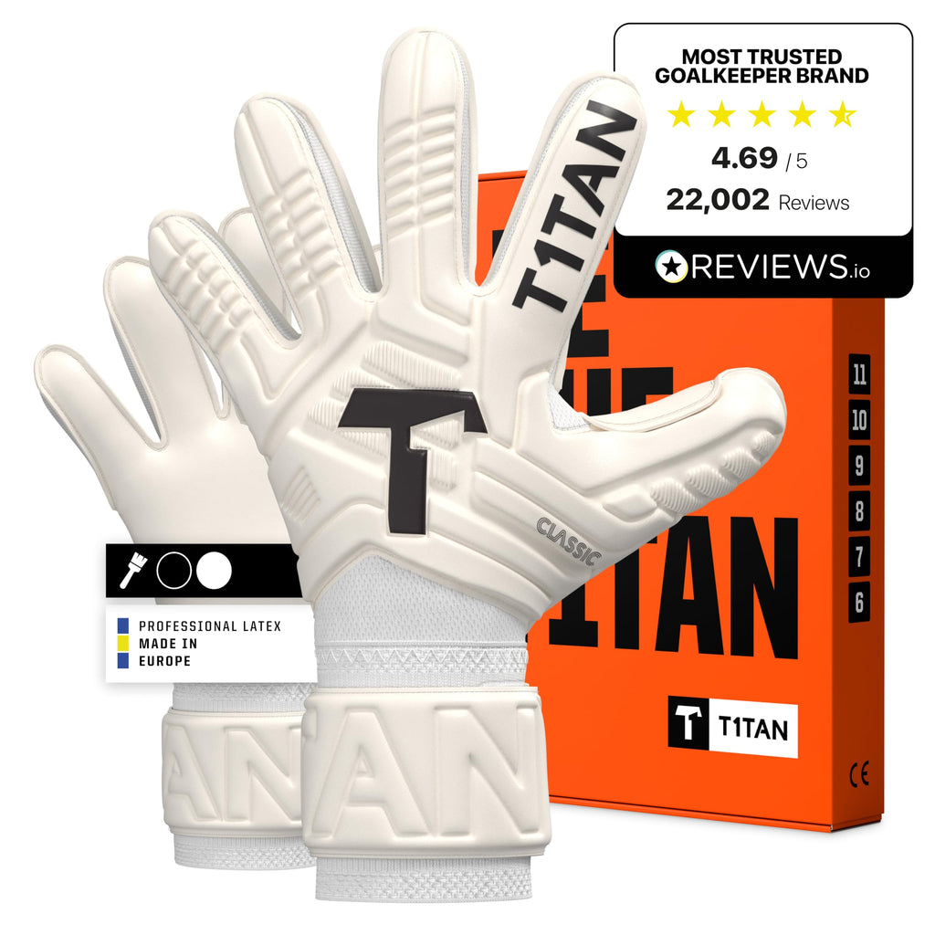 T1TAN Goalkeeper Training Gloves Adult, Classic White-Out & Black-Out, Size 6-11, Soccer Goalie Gloves, Professional Goal Keeper Gloves for Youth, Men & Women, Breathable & 3mm Memory Foam