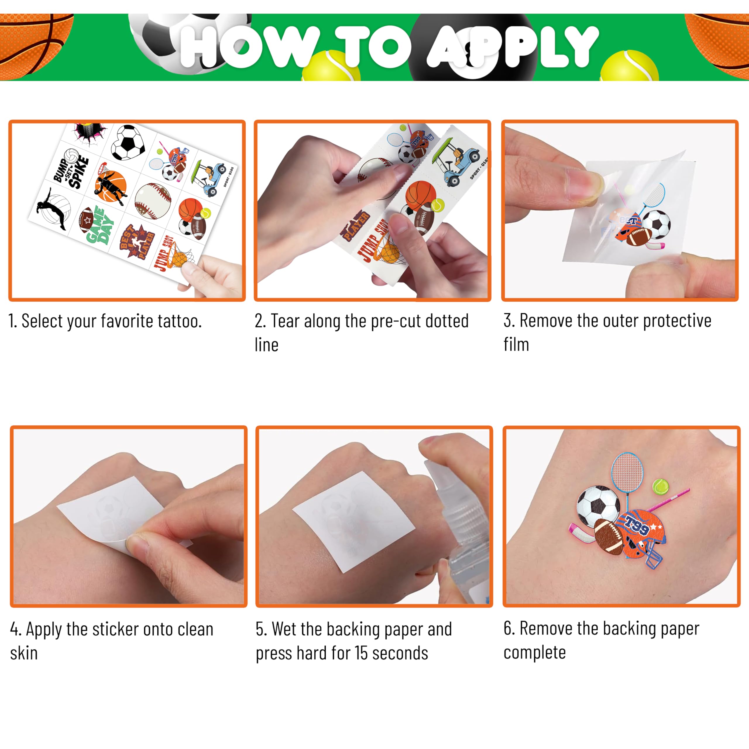 96-Piece Soccer Fan Temporary Tattoos