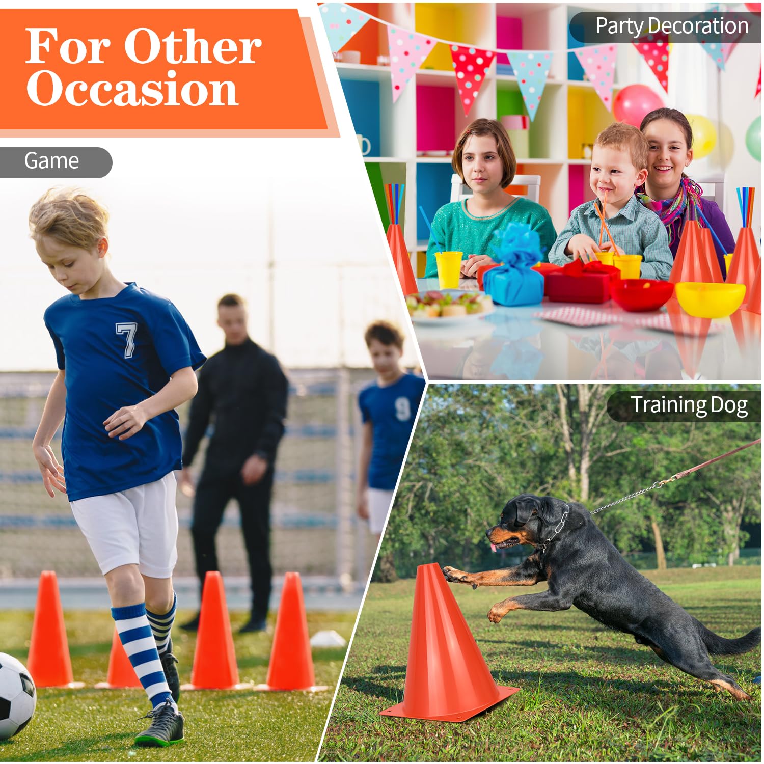 PXZBLG 12/24/50pcs Soccer Cones, 7" Soccer Cones, Plastic Traffic Cones, Training Cones for Basketball Football Skating Drills Practice