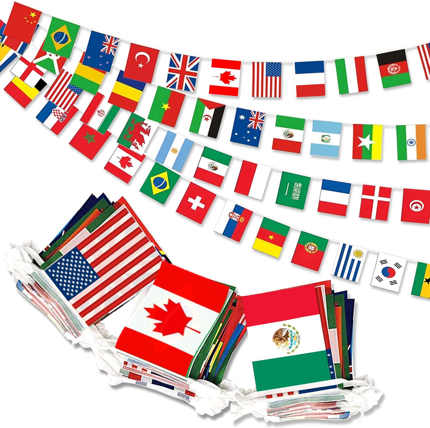 100-Country World Flag Banner 95ft