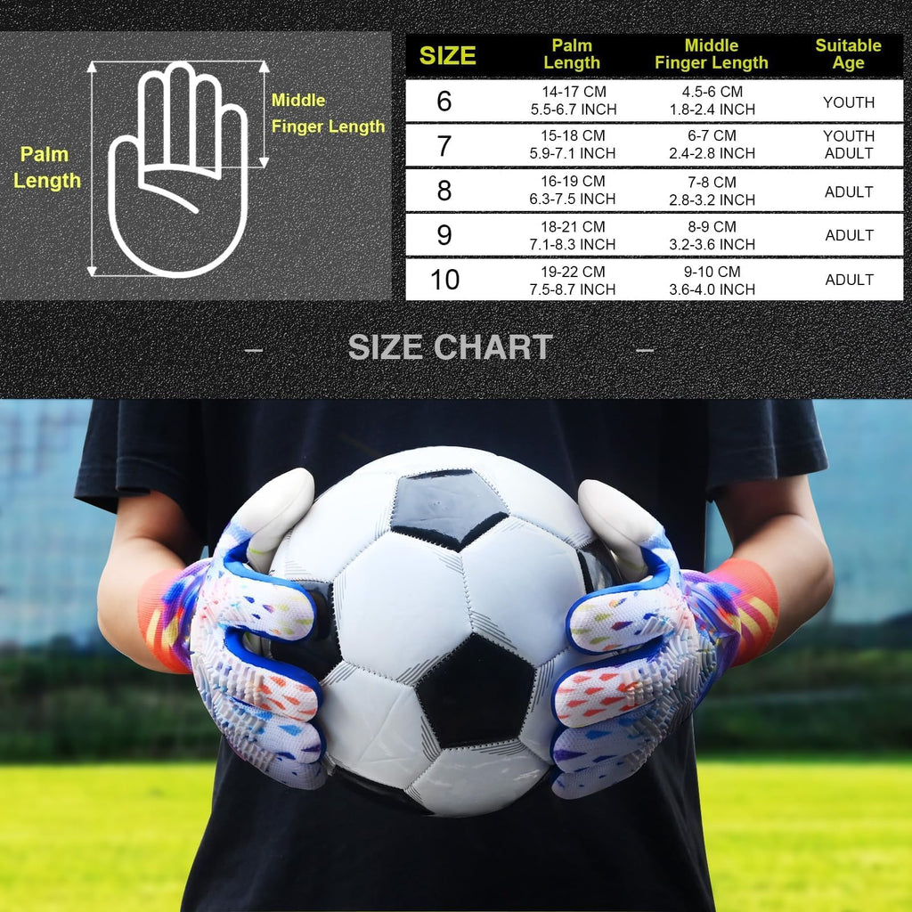 Soccer Goalkeeper Gloves, Ultimate Grip Football Goalie Gloves with Size 6/7/8/9/10, Strong Receiver, American Football for Men, Boys, Youth, Adult, Kids and Small Hands