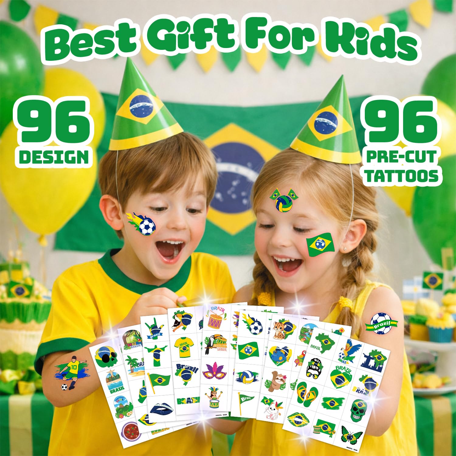 96-Piece Soccer Fan Temporary Tattoos