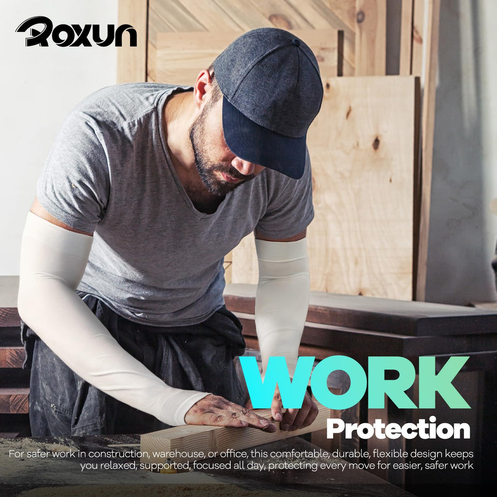 ROXUN Arm Sleeves with Thumb Hole, Cooling UV Sun Protection Compression Tattoo Cover Up for Men/Women
