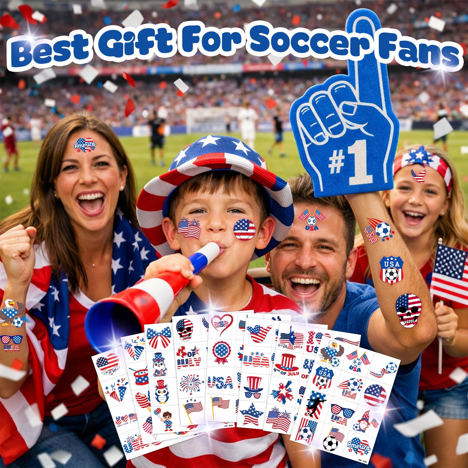 96-Piece Soccer Fan Temporary Tattoos