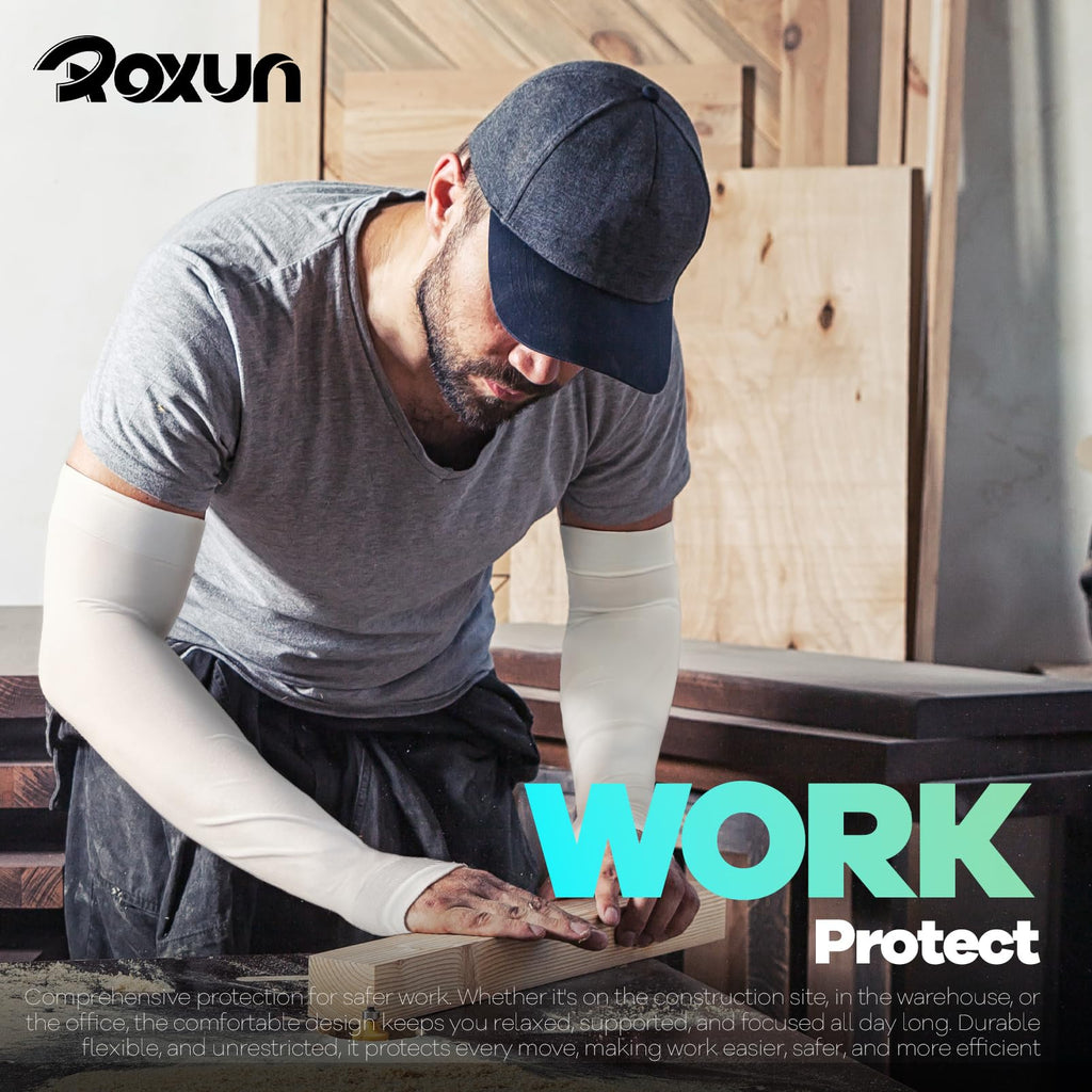 ROXUN Arm Sleeves with Thumb Hole, Cooling UV Sun Protection Compression Tattoo Cover Up for Men/Women