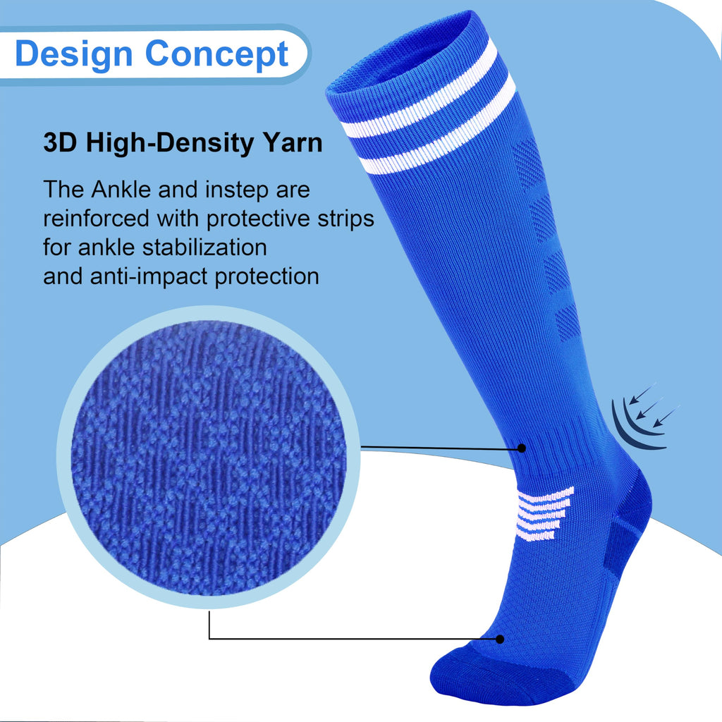 YMYDYFC Kids Soccer Socks 3Pack Cushion Cotton Compression Socks Baseball Sock For Youth Toddler Boys Girl Men Knee High Sock