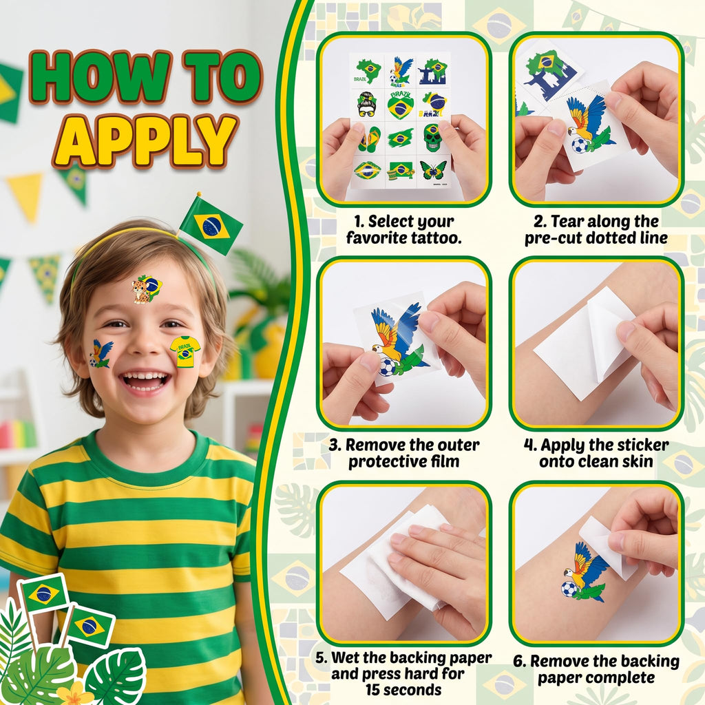 96-Piece Soccer Fan Temporary Tattoos
