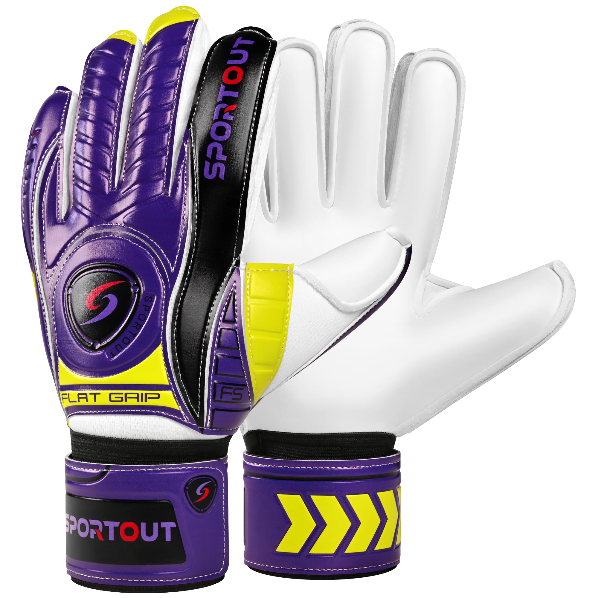 Sportout Goalkeeper Gloves with Fingersave, Breathable Soccer Goalie Gloves, 4mm Latex, for Kids, Youth and Adult