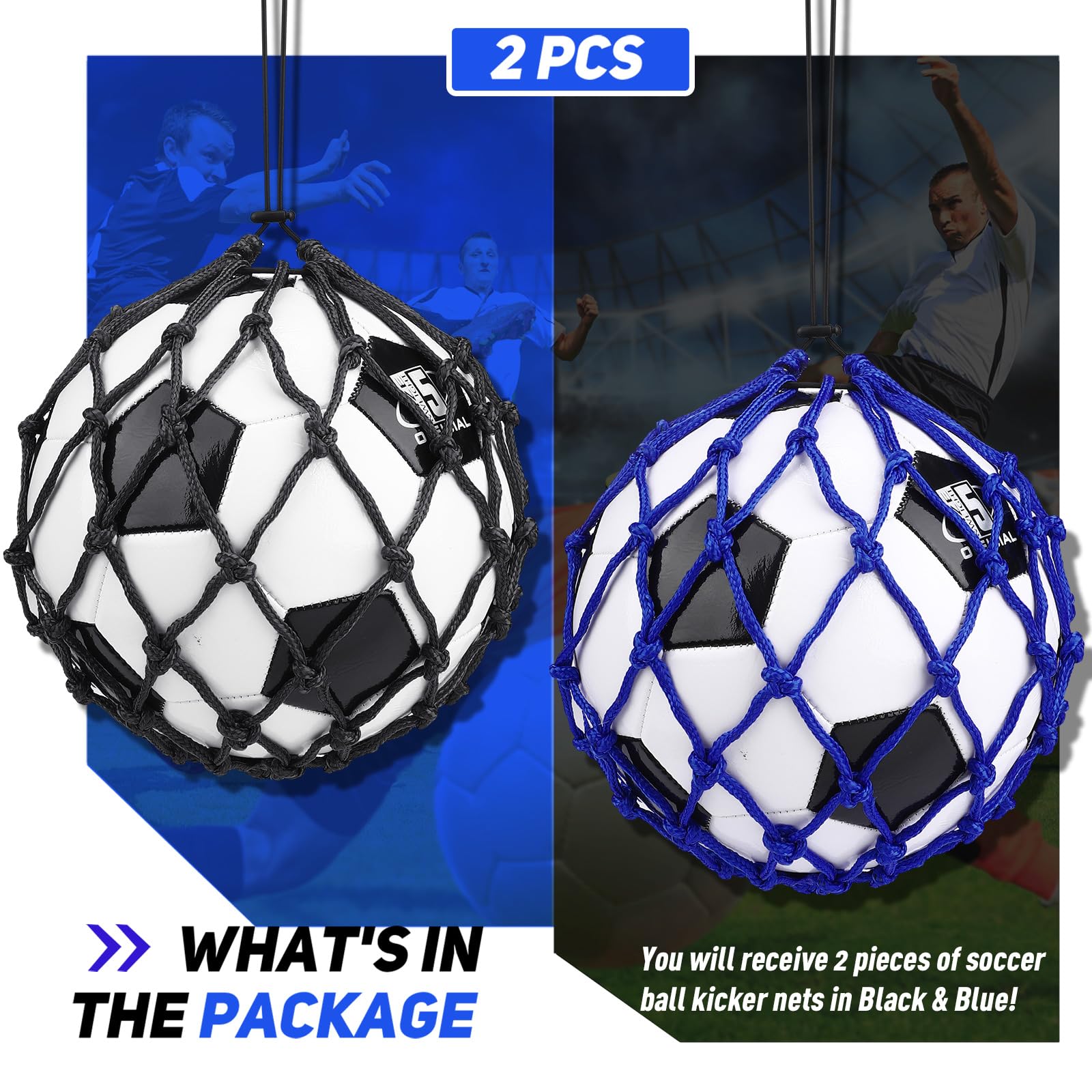 TOBWOLF Football Kick Trainer, Soccer Return Trainer Net Fits Ball Size 3, 4, 5, Hands-Free Soccer Kick Throw Training Aid