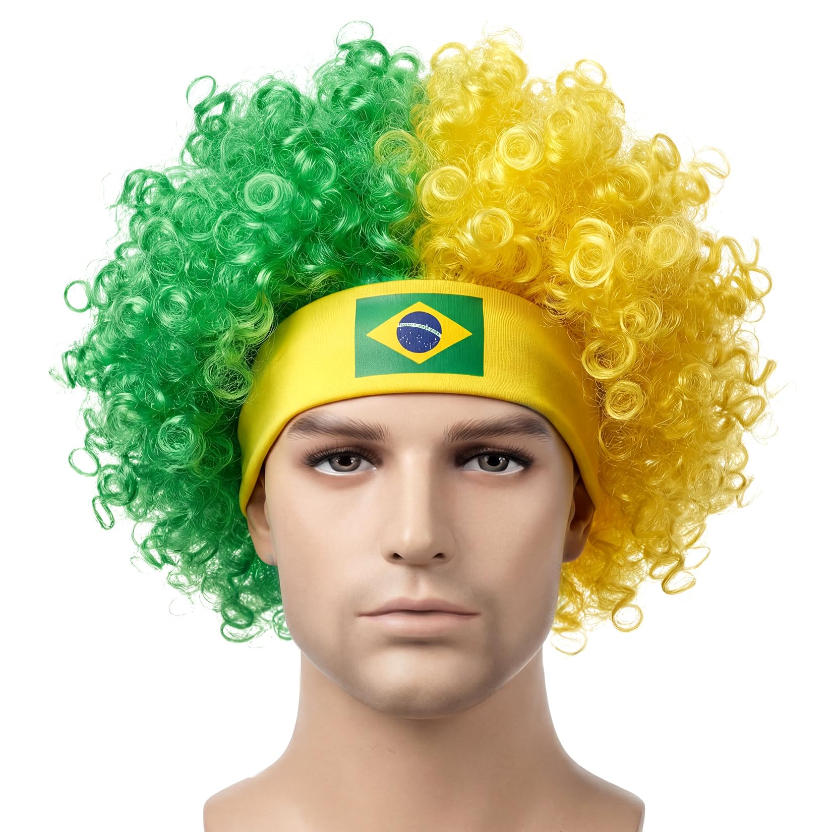 Brazil-Style Curly Soccer Fan Wig