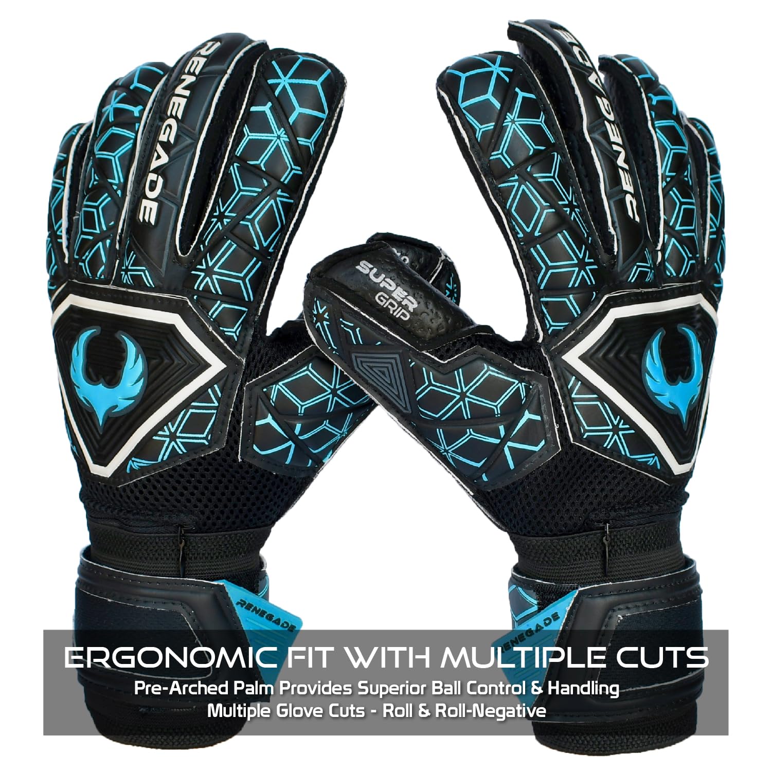 Renegade GK Triton Goalie Gloves - Adult, Youth, Kids (Sizes 5-11, 3 Styles, Level 2) Pro-Tek Fingersaves & Durable 3.5+3MM Super Grip | Goalkeeper Glove for All-Around Play | Based in The USA