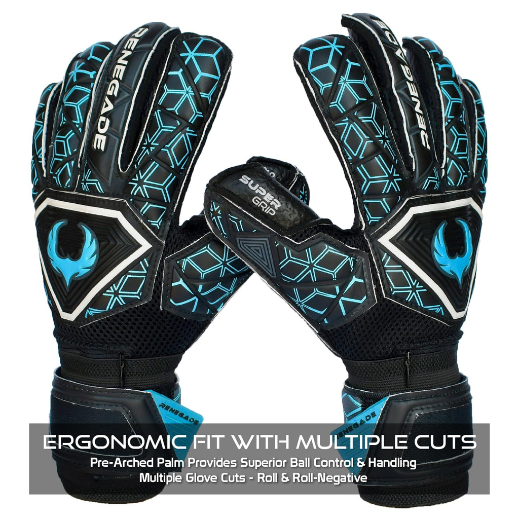 Renegade GK Triton Goalie Gloves - Adult, Youth, Kids (Sizes 5-11, 3 Styles, Level 2) Pro-Tek Fingersaves & Durable 3.5+3MM Super Grip | Goalkeeper Glove for All-Around Play | Based in The USA