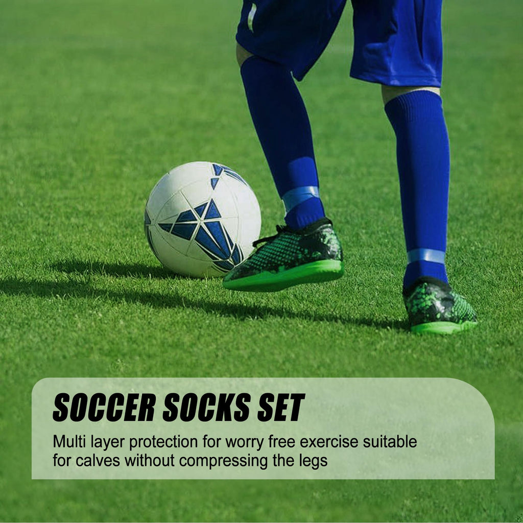 ZXOLDZX 2 Set Grip Soccer Socks with Shin Guard Sleeves Non Slip Soccer Leg Sleeve Socks for Men Women