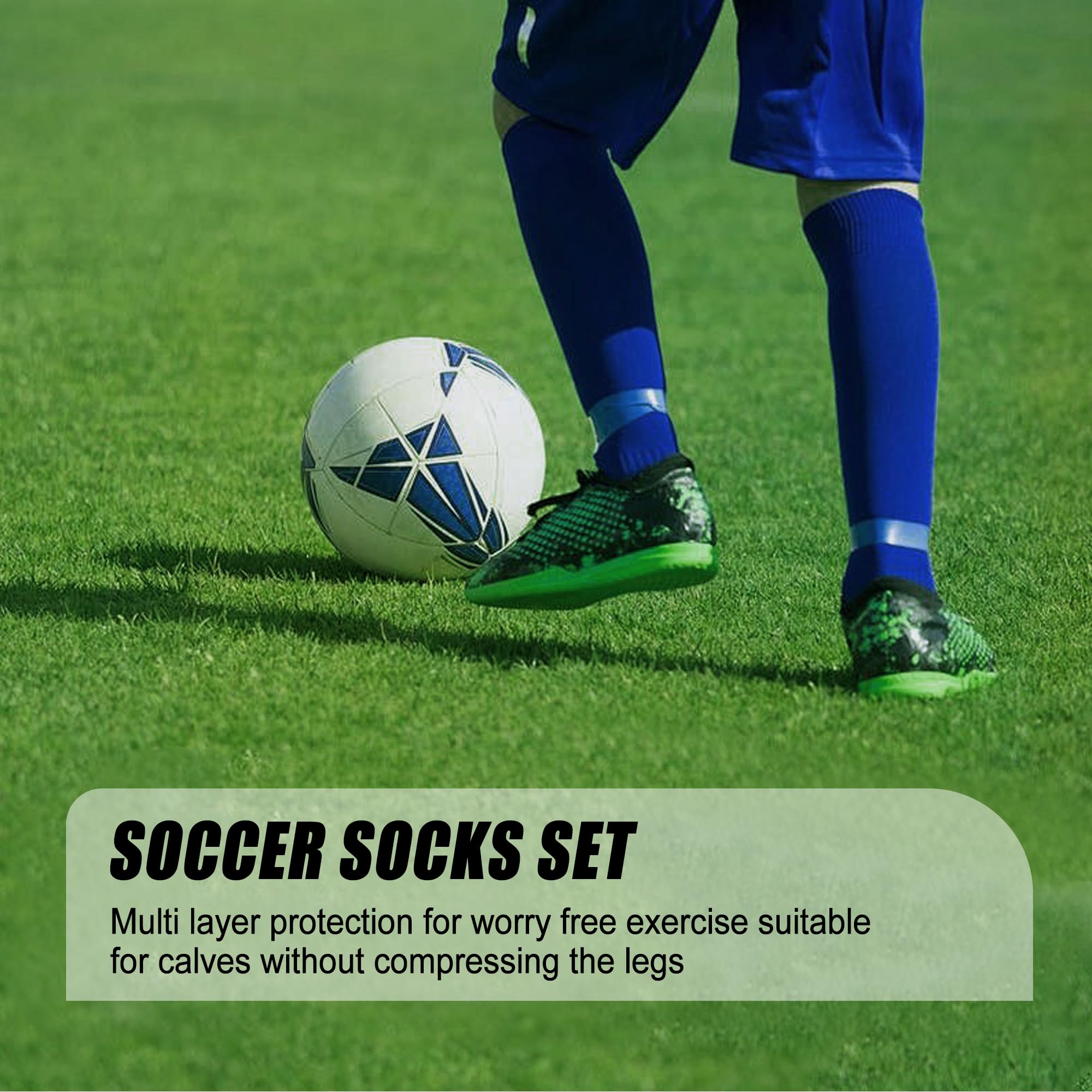 ZXOLDZX 2 Set Grip Soccer Socks with Shin Guard Sleeves Non Slip Soccer Leg Sleeve Socks for Men Women