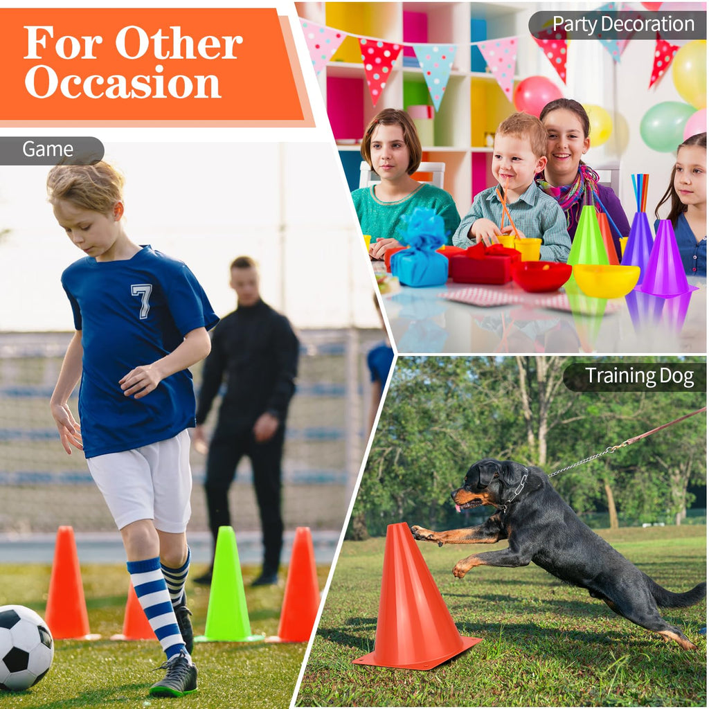 PXZBLG 12/24/50pcs Soccer Cones, 7" Soccer Cones, Plastic Traffic Cones, Training Cones for Basketball Football Skating Drills Practice