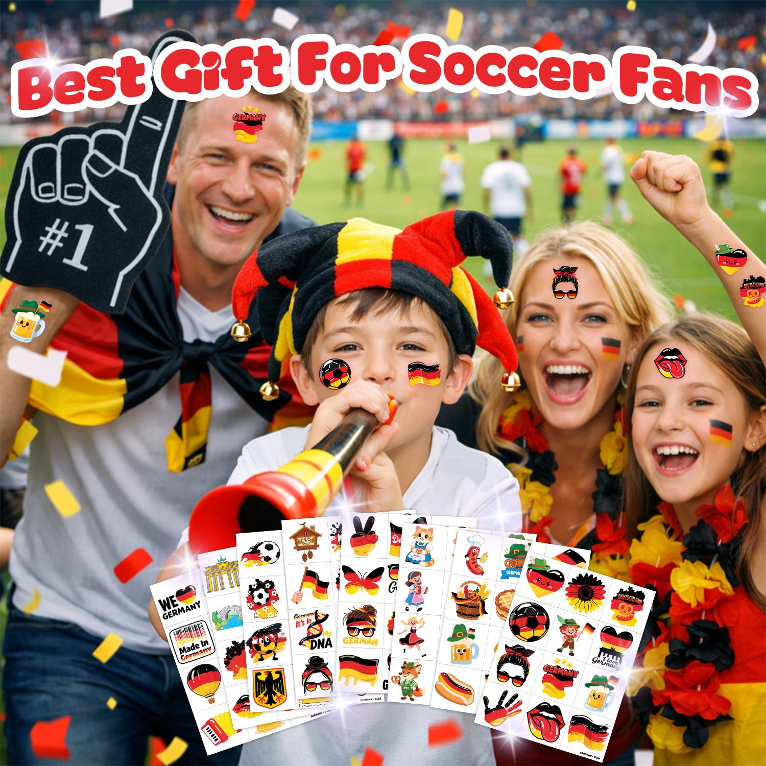 96-Piece Soccer Fan Temporary Tattoos
