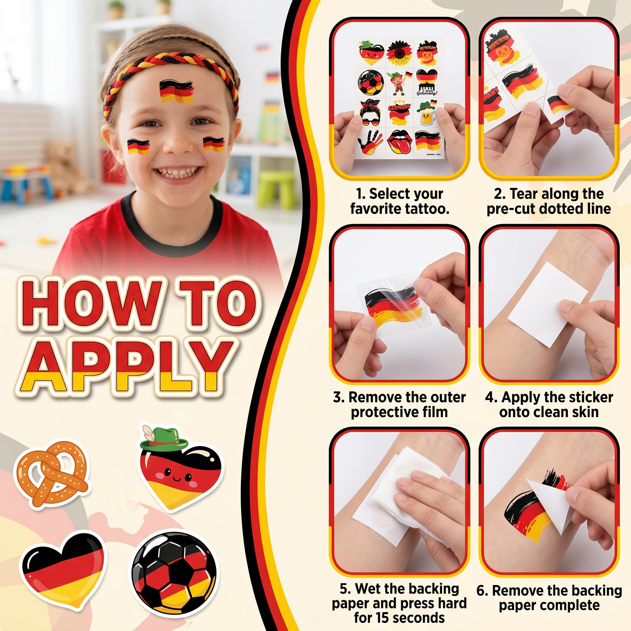 96-Piece Soccer Fan Temporary Tattoos