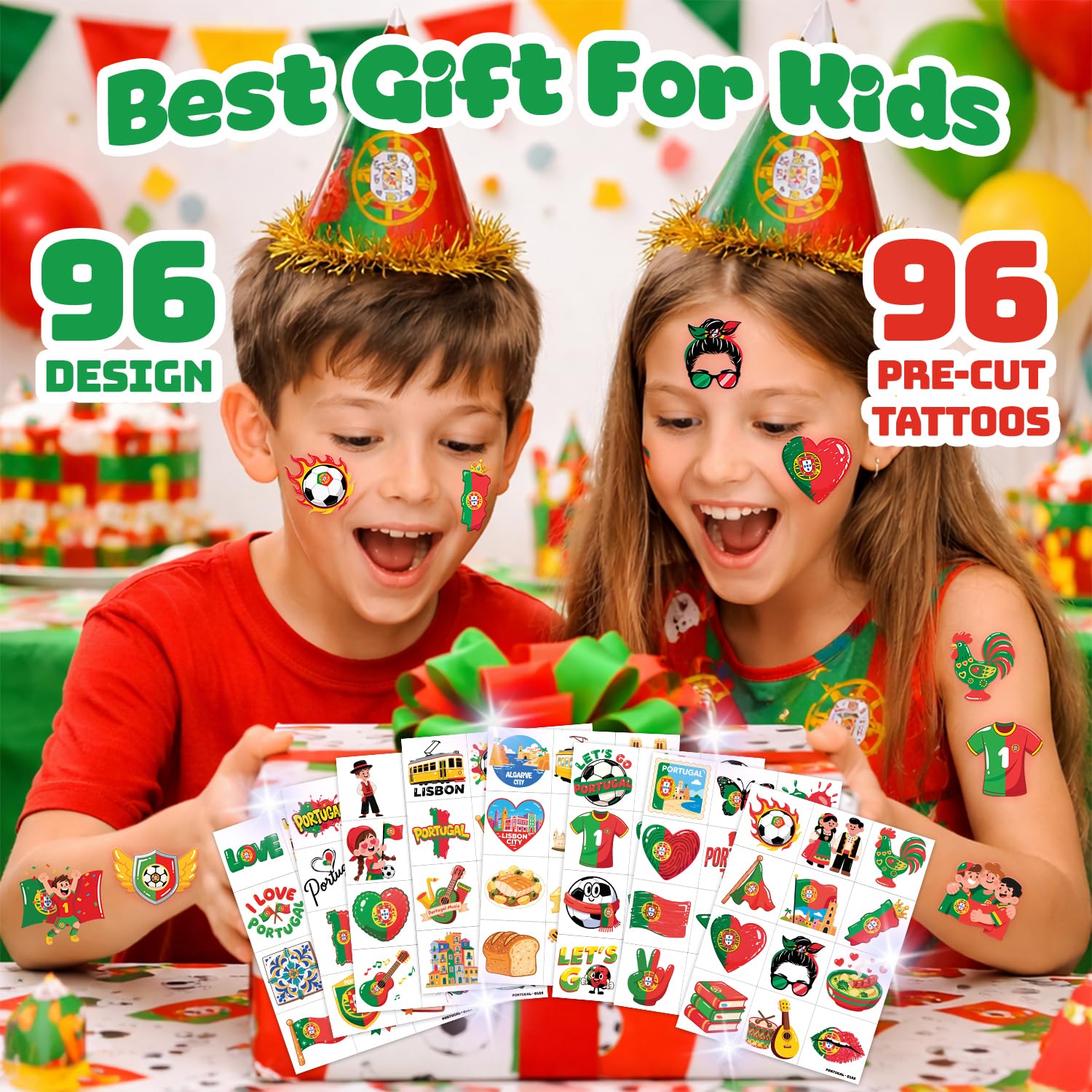 96-Piece Soccer Fan Temporary Tattoos