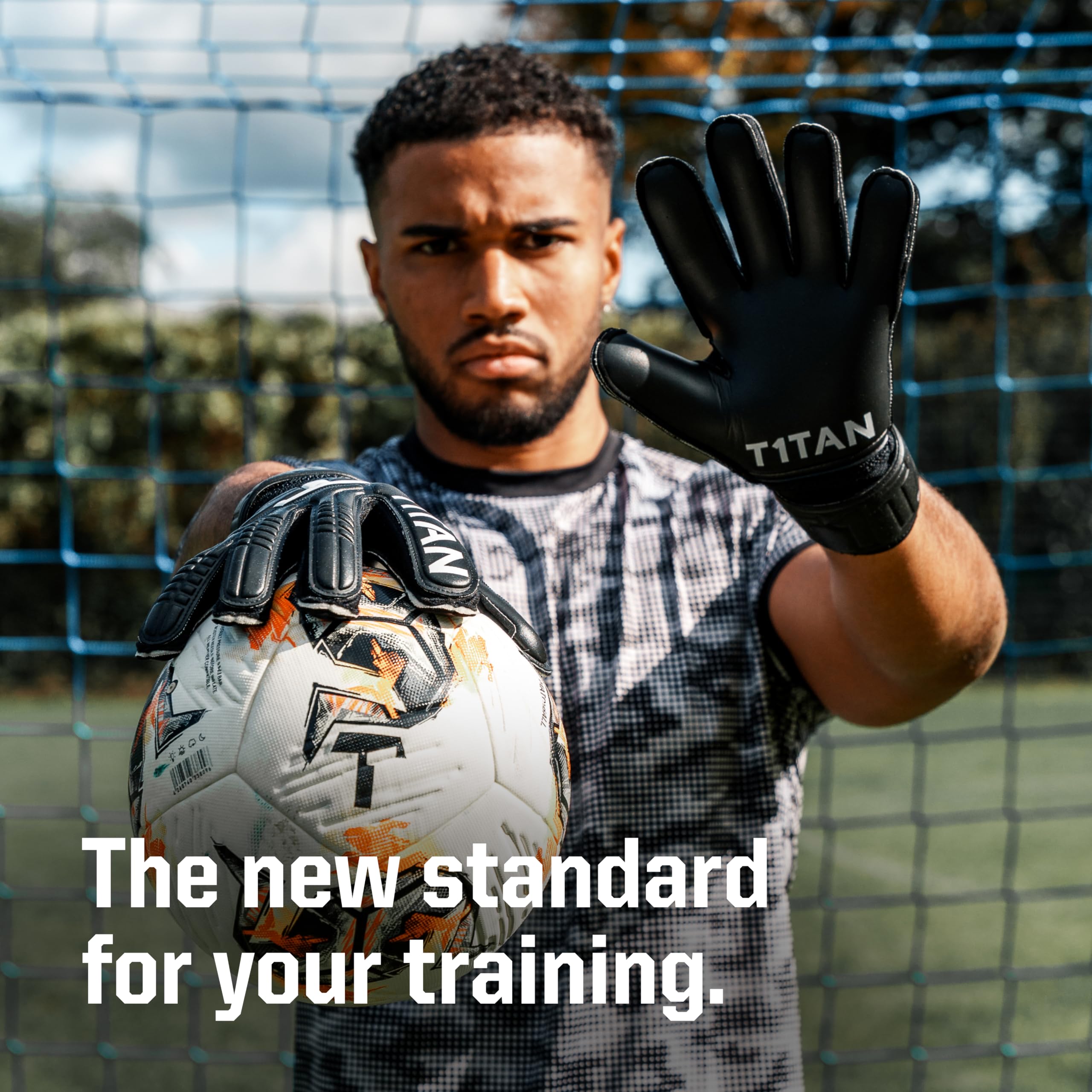 T1TAN Goalkeeper Training Gloves Adult, Classic White-Out & Black-Out, Size 6-11, Soccer Goalie Gloves, Professional Goal Keeper Gloves for Youth, Men & Women, Breathable & 3mm Memory Foam