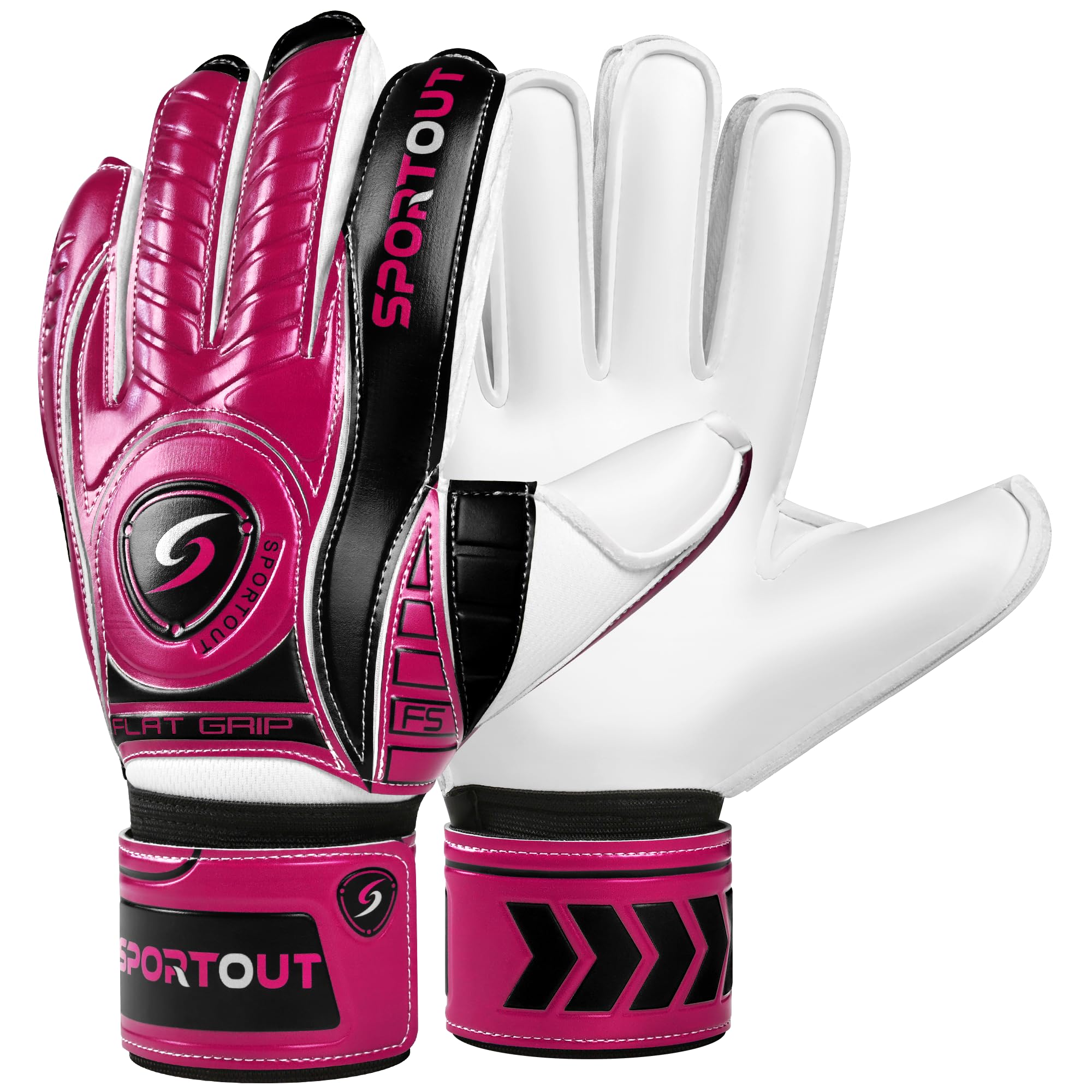 Sportout Goalkeeper Gloves with Fingersave, Breathable Soccer Goalie Gloves, 4mm Latex, for Kids, Youth and Adult