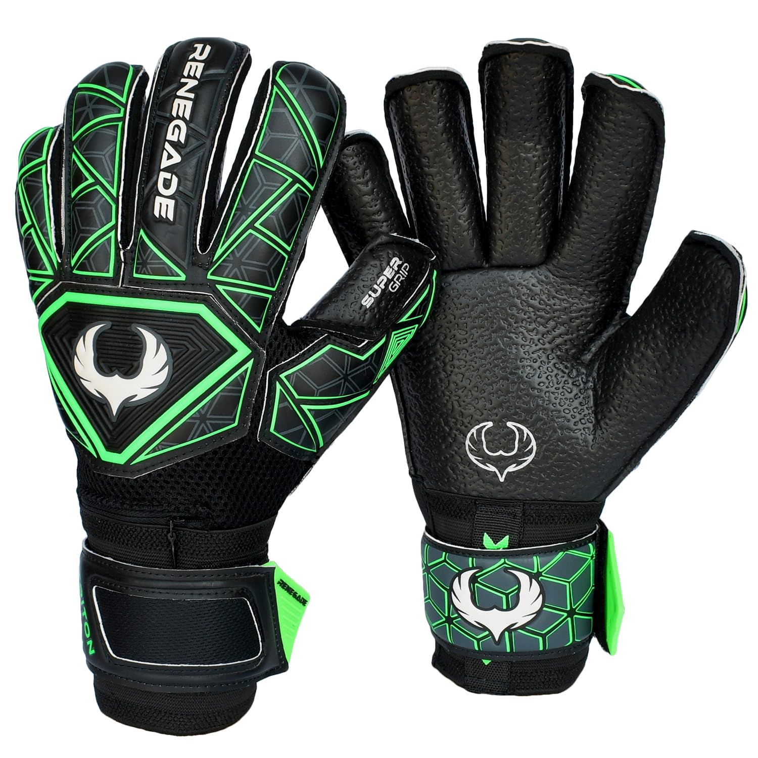 Renegade GK Triton Goalie Gloves - Adult, Youth, Kids (Sizes 5-11, 3 Styles, Level 2) Pro-Tek Fingersaves & Durable 3.5+3MM Super Grip | Goalkeeper Glove for All-Around Play | Based in The USA