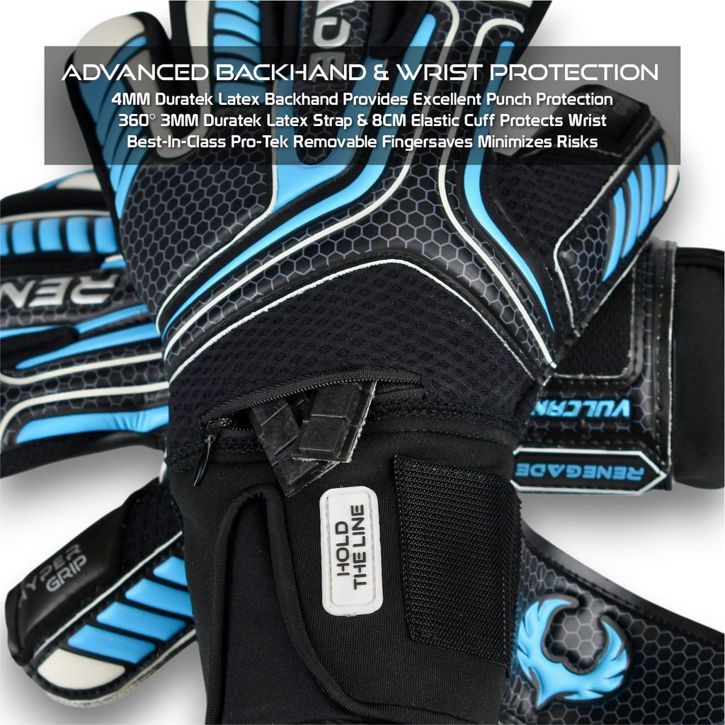 Renegade GK Vulcan Goalie Gloves - Adult, Youth, Kids (Sizes 6-11, 4 Styles, Level 3) Pro-Tek Fingersaves & 3.5+3MM Hyper Grip | Excellent Goalkeeper Glove for Higher Play | Based in The USA