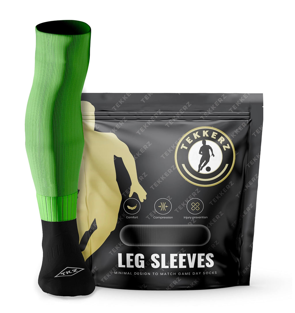 Tekkerz leg sleeve over 20 color variations compatible with grip socks for soccer, football, hockey, rugby athletic socks