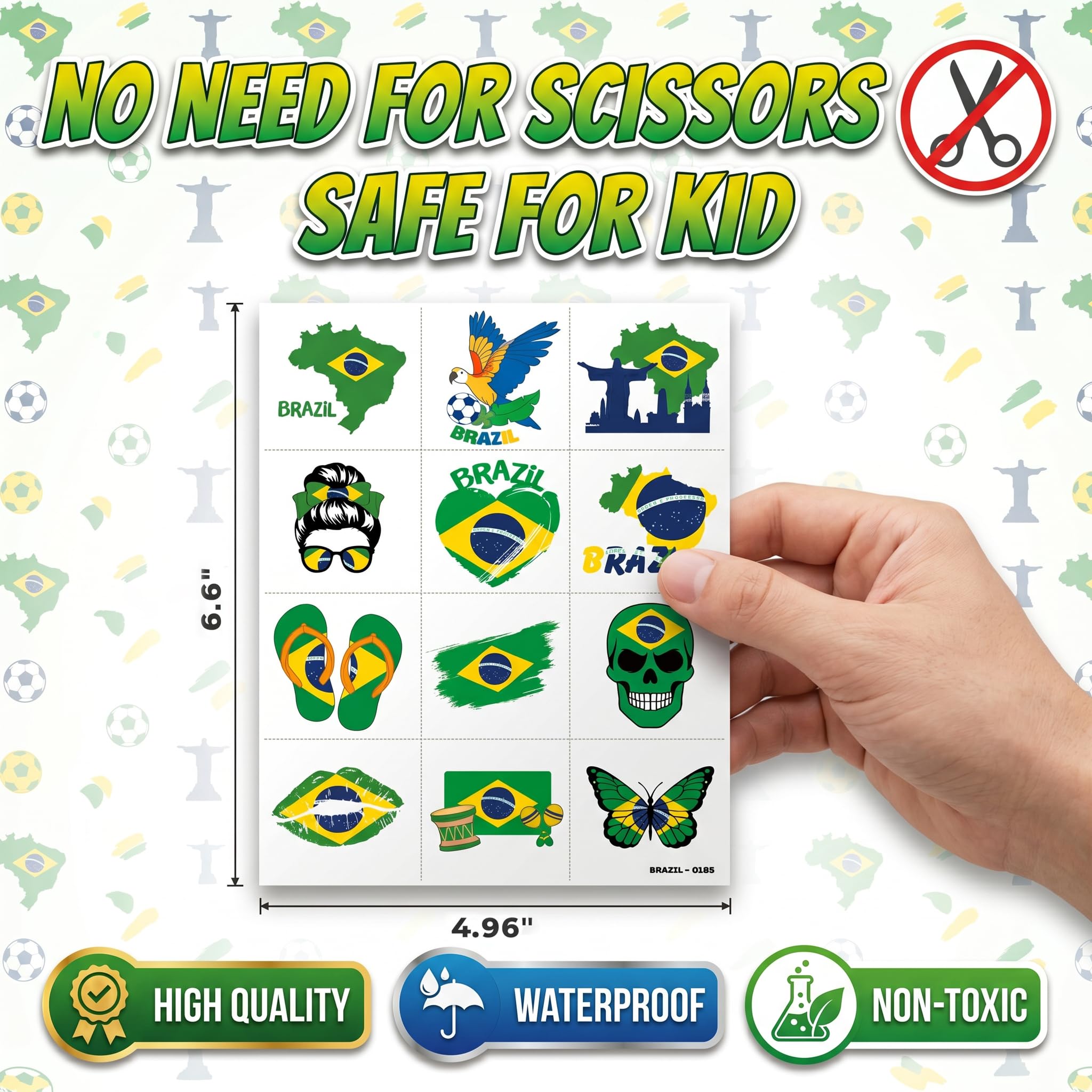 96-Piece Soccer Fan Temporary Tattoos
