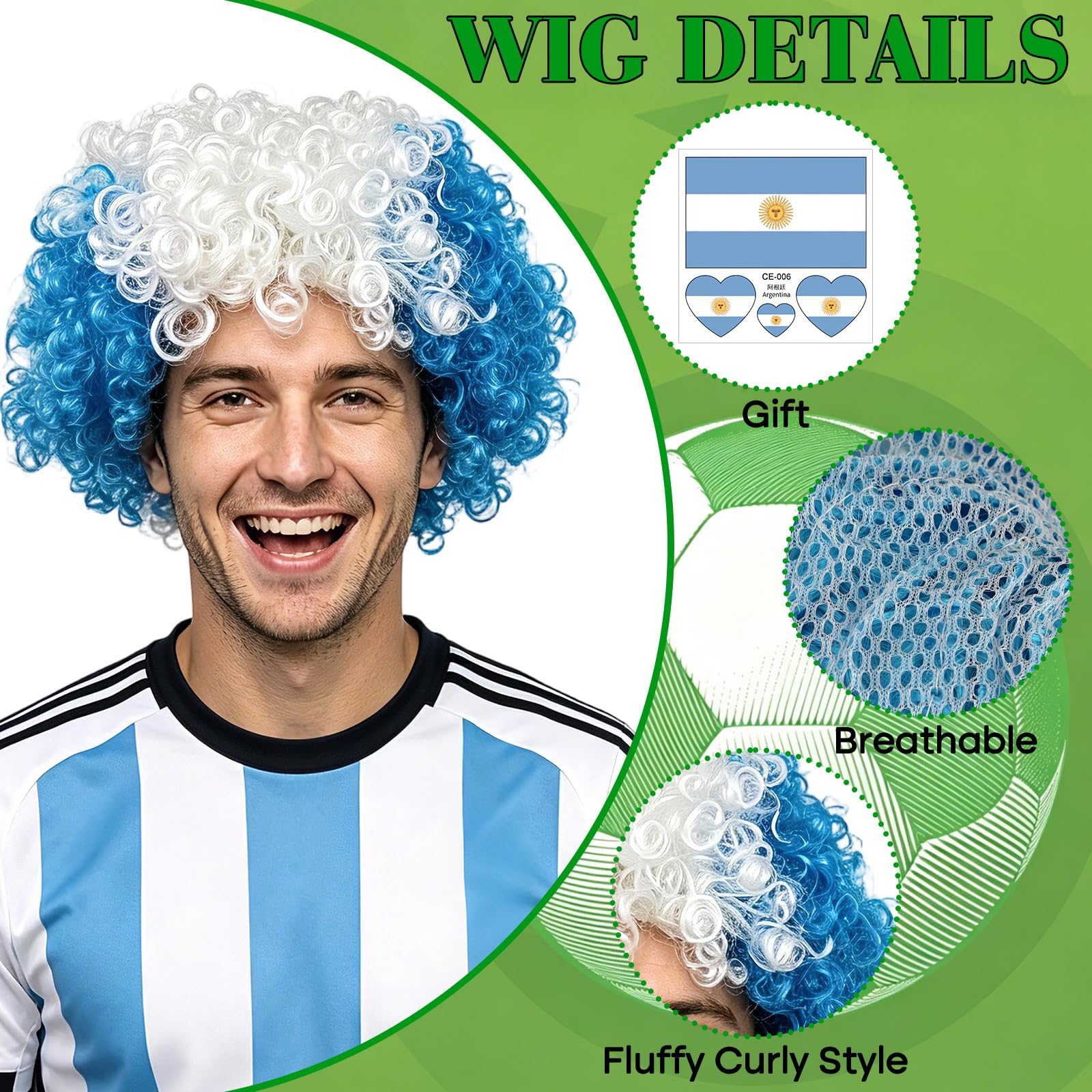 Country Color Afro Fan Wig