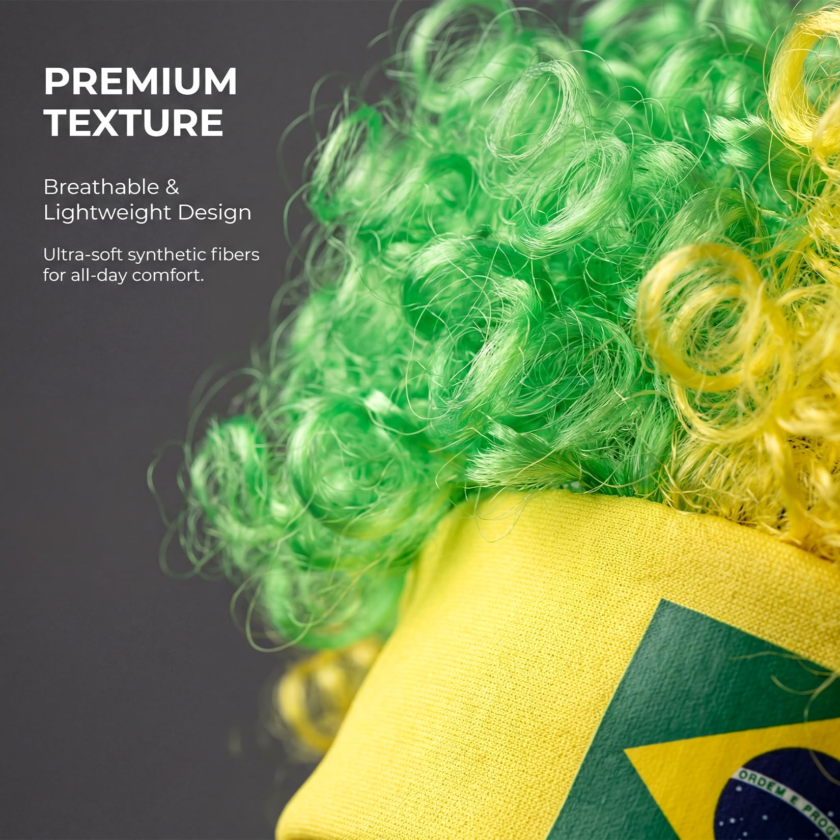 Brazil-Style Curly Soccer Fan Wig