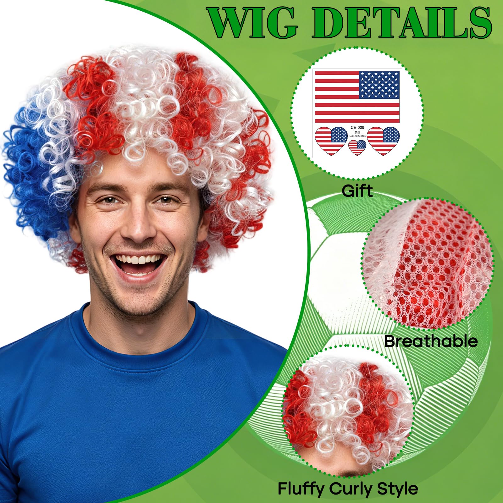 Country Color Afro Fan Wig
