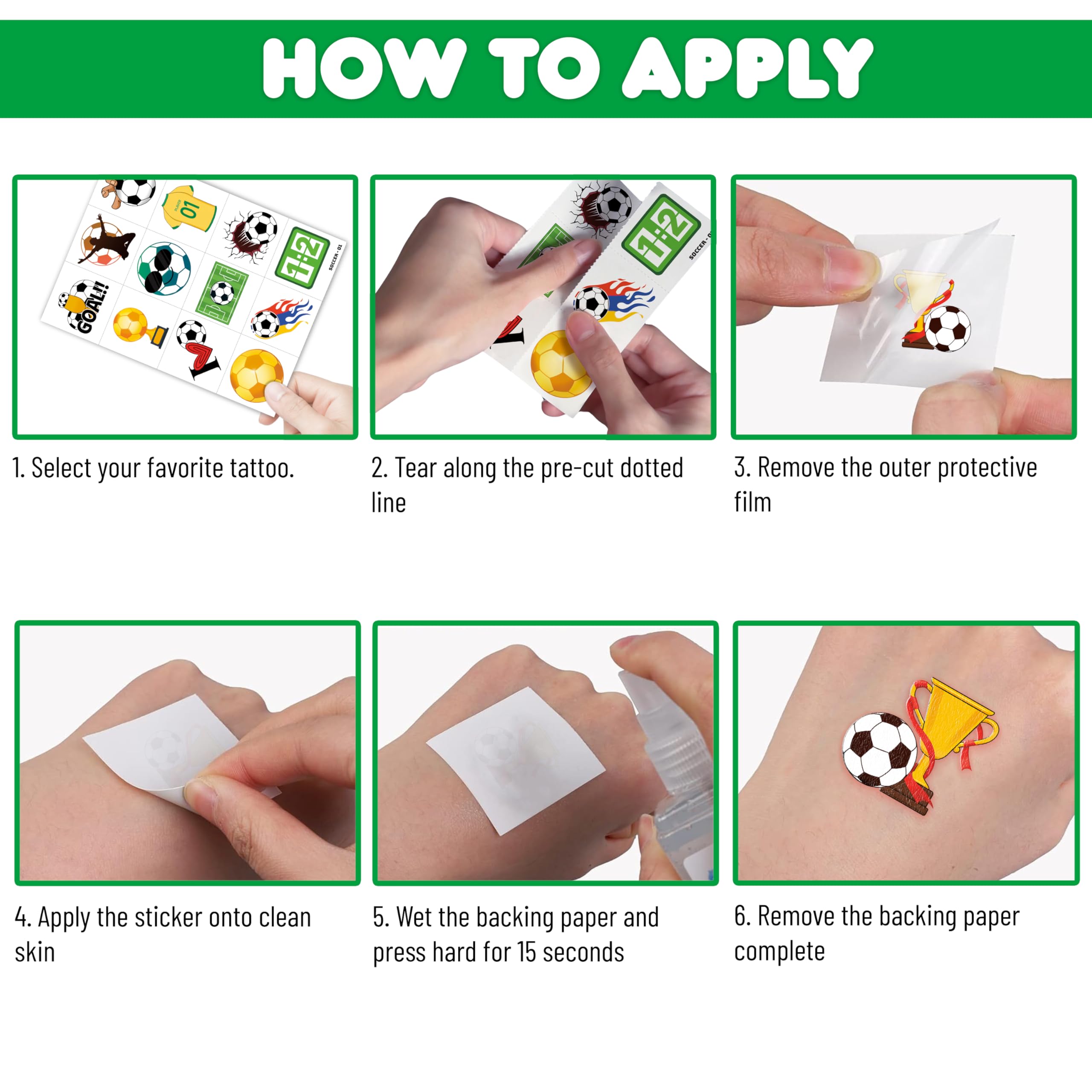 96-Piece Soccer Fan Temporary Tattoos