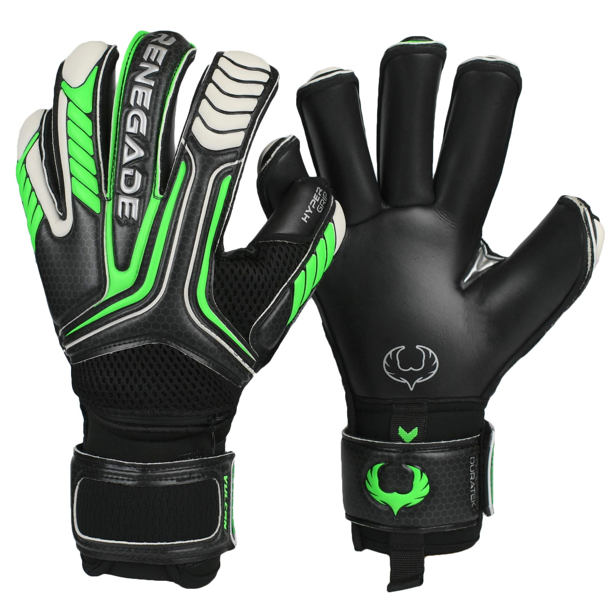 Renegade GK Vulcan Goalie Gloves - Adult, Youth, Kids (Sizes 6-11, 4 Styles, Level 3) Pro-Tek Fingersaves & 3.5+3MM Hyper Grip | Excellent Goalkeeper Glove for Higher Play | Based in The USA