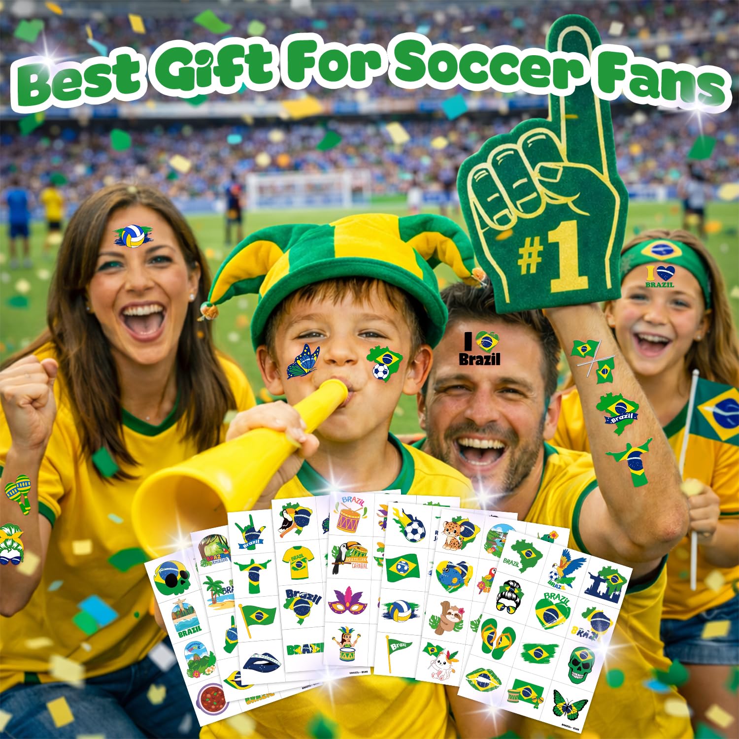 96-Piece Soccer Fan Temporary Tattoos