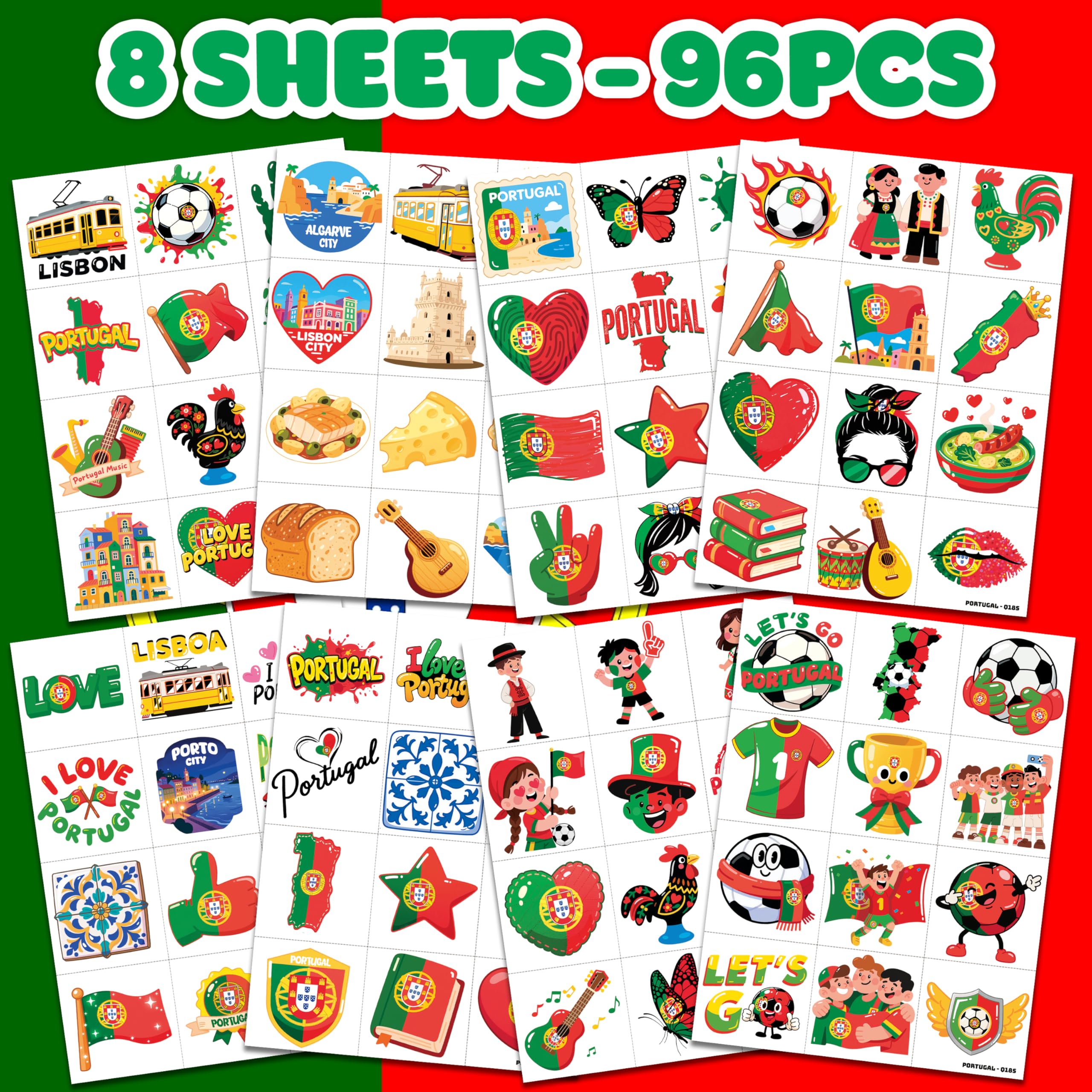 96-Piece Soccer Fan Temporary Tattoos