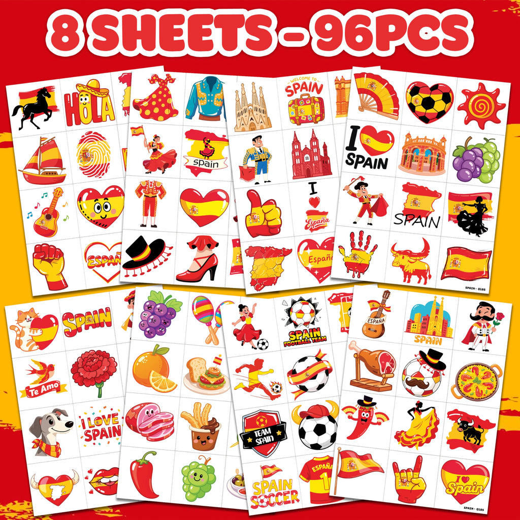 96-Piece Soccer Fan Temporary Tattoos