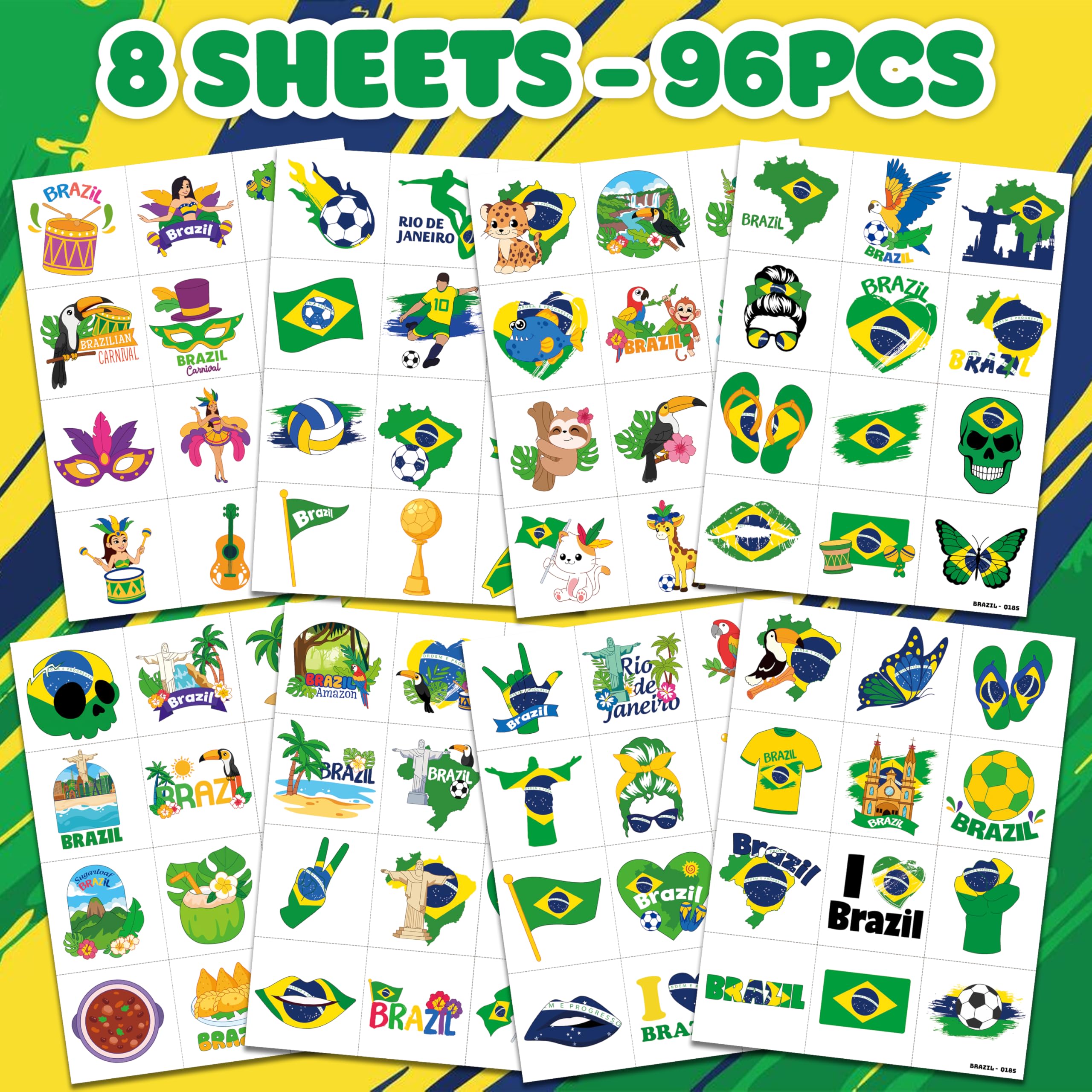 96-Piece Soccer Fan Temporary Tattoos