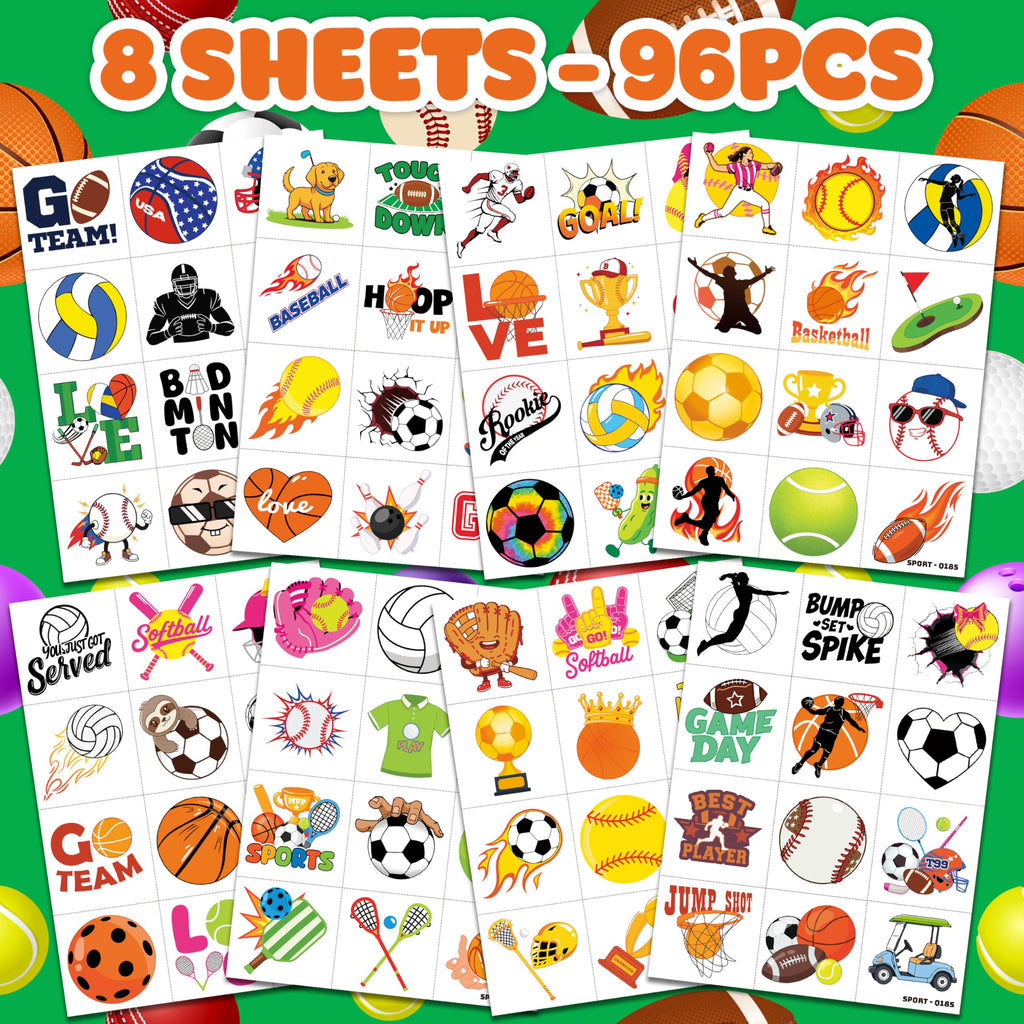 96-Piece Soccer Fan Temporary Tattoos