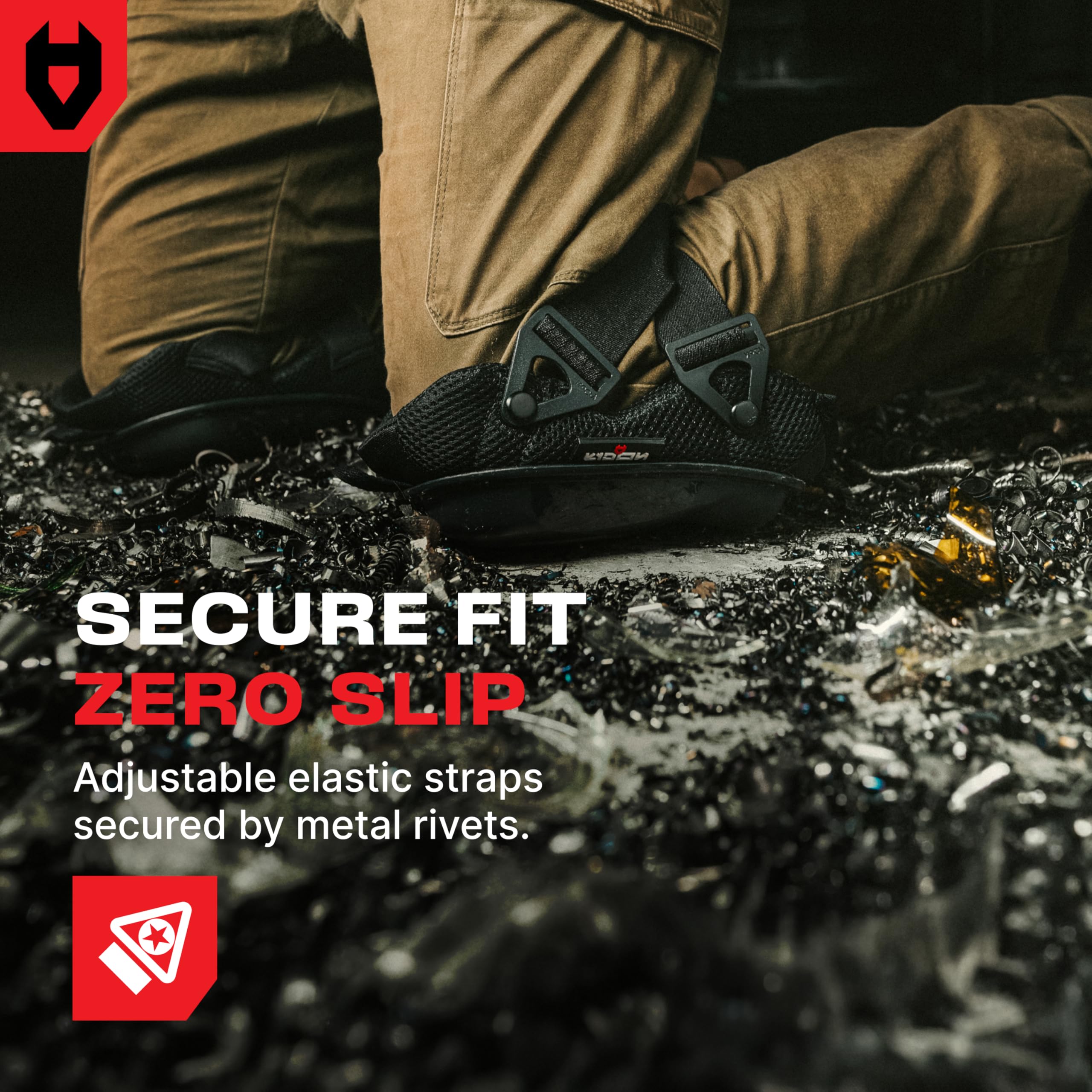 NoCry Professional Gel Knee Pads for Work with Soft Foam and Gel Cushion — Heavy Duty Cap, Reinforced Adjustable Straps, Military Grade Rivets and Built-in Hang Loops — Perfect for Construction