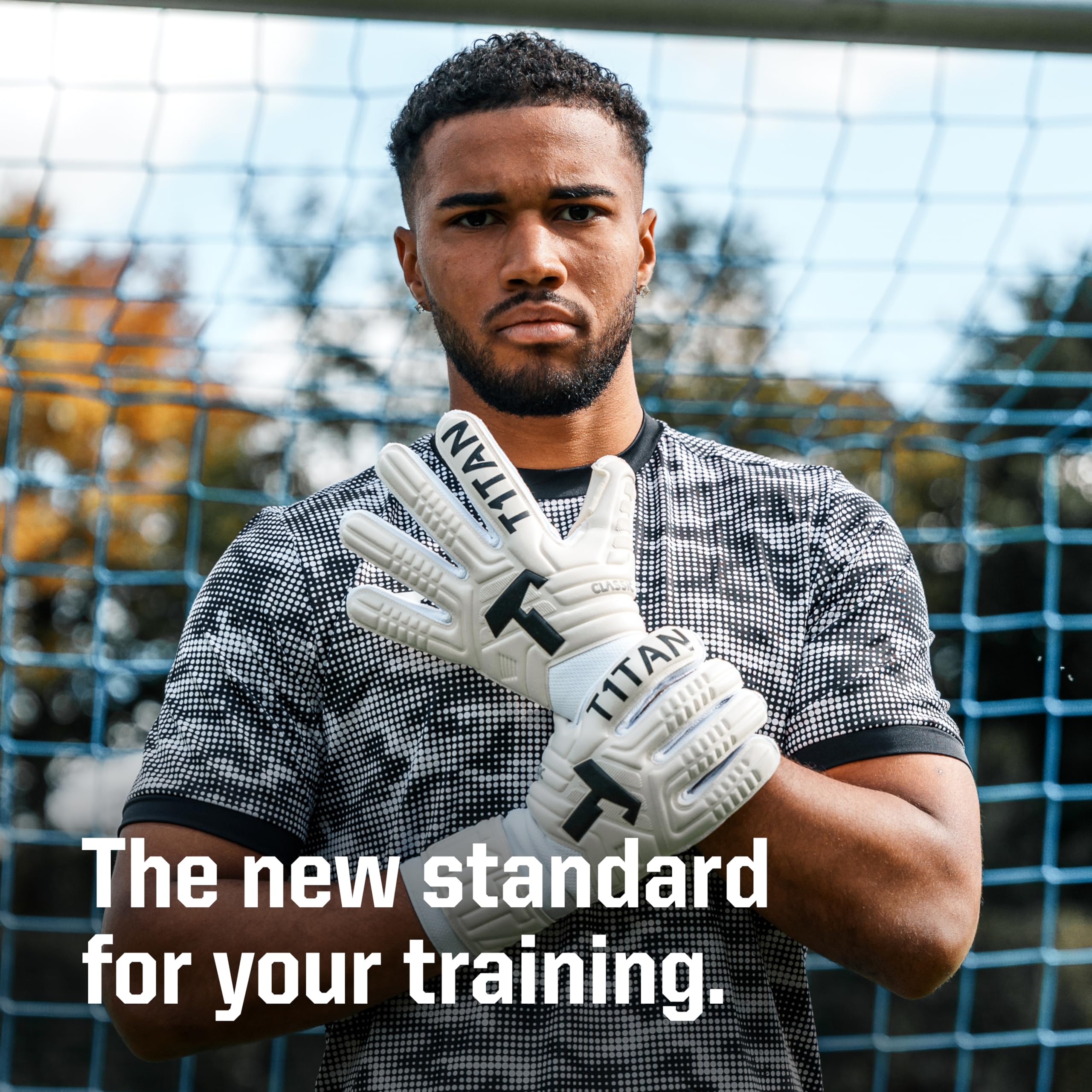 T1TAN Goalkeeper Training Gloves Adult, Classic White-Out & Black-Out, Size 6-11, Soccer Goalie Gloves, Professional Goal Keeper Gloves for Youth, Men & Women, Breathable & 3mm Memory Foam
