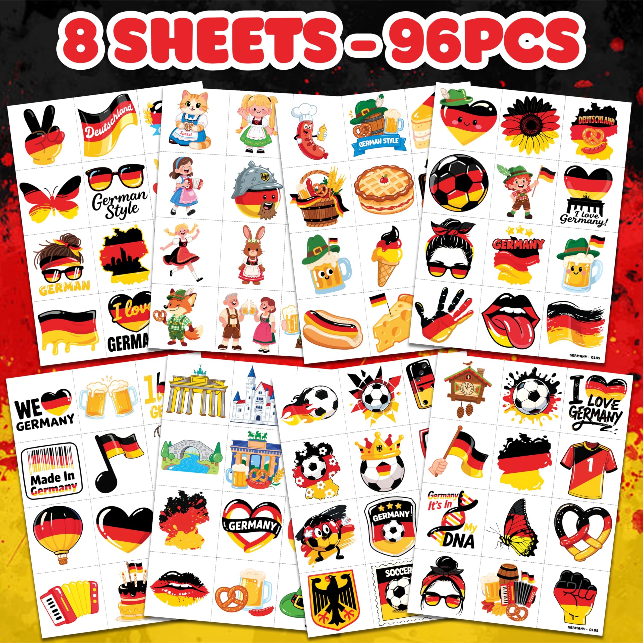 96-Piece Soccer Fan Temporary Tattoos