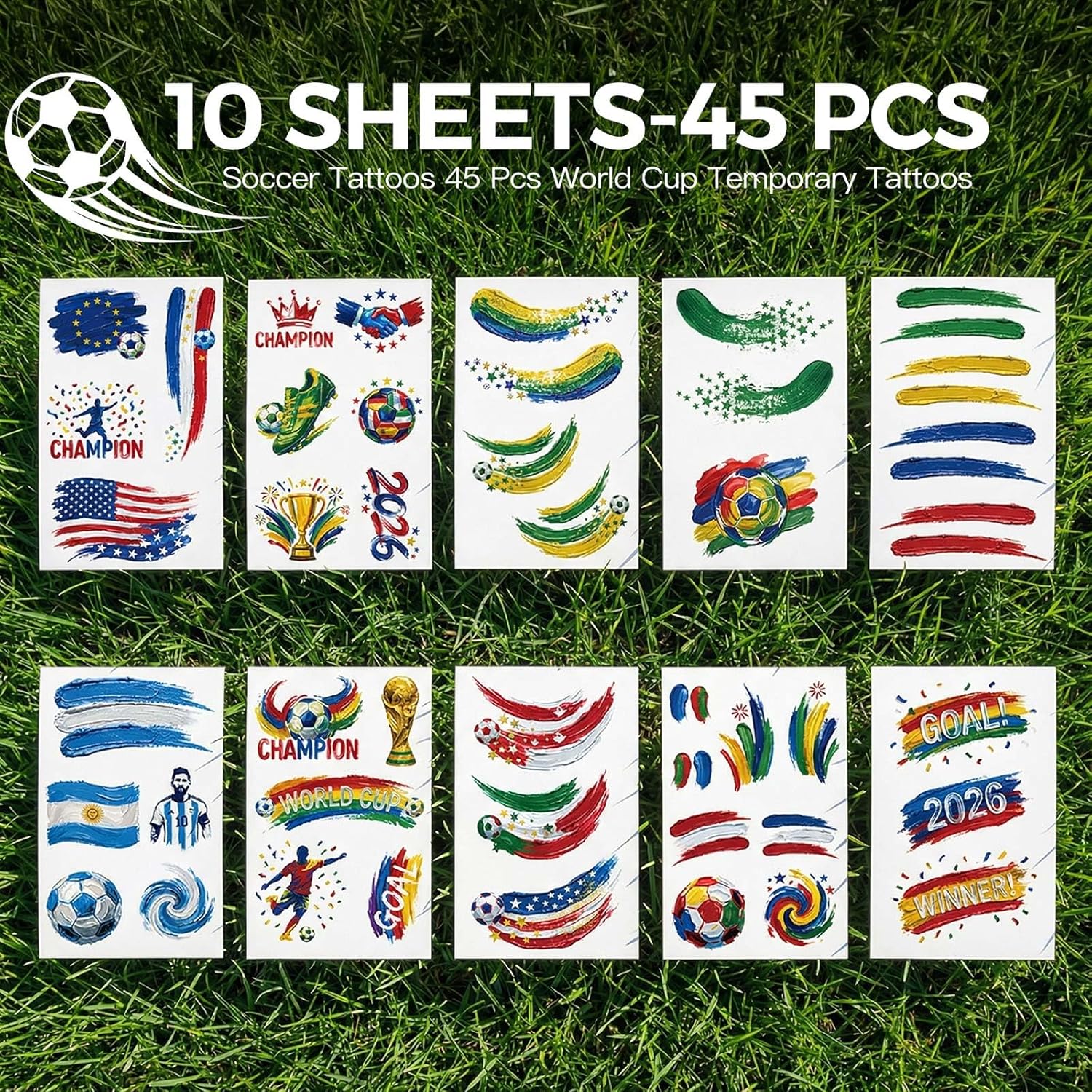 2026 Soccer Temporary Tattoo Sheets