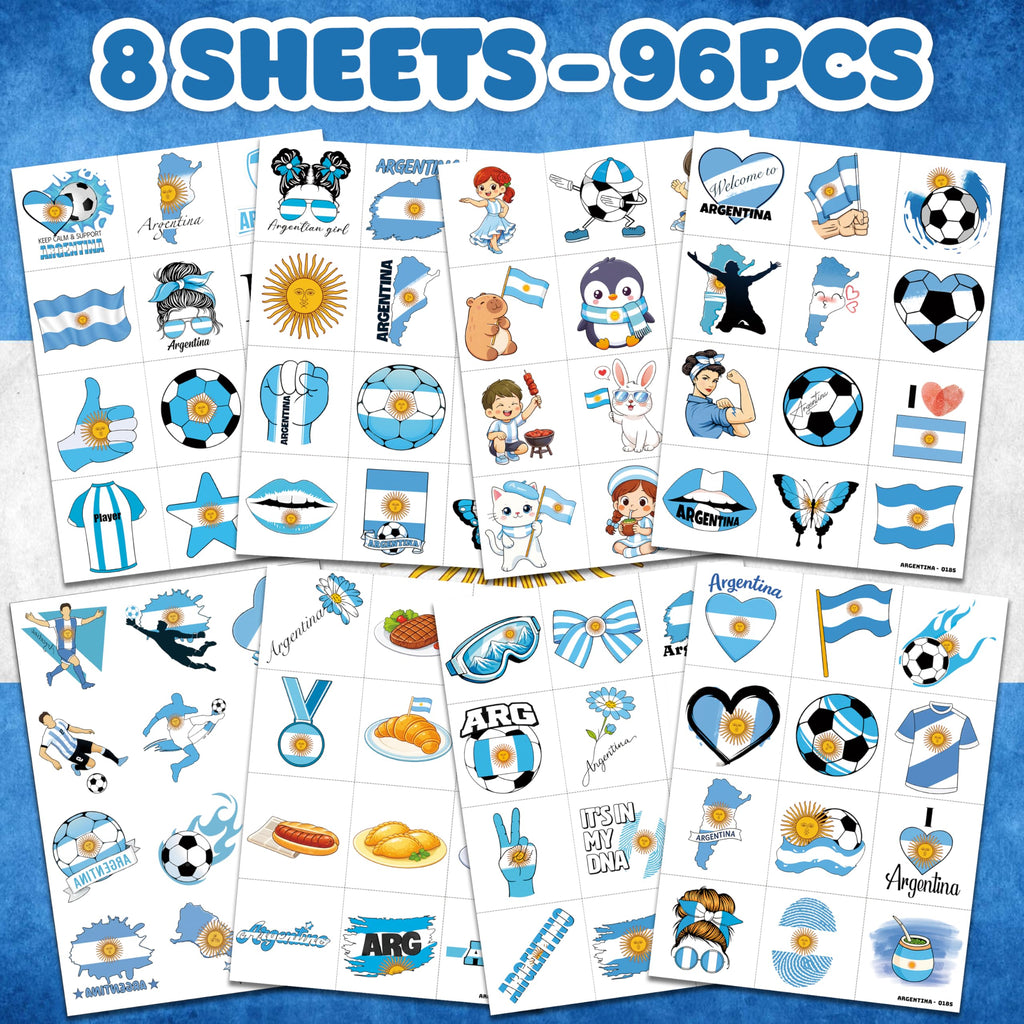 96-Piece Soccer Fan Temporary Tattoos