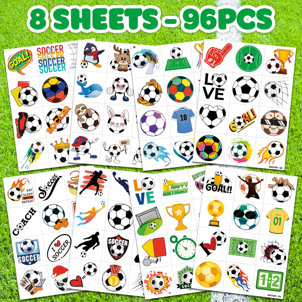 96-Piece Soccer Fan Temporary Tattoos
