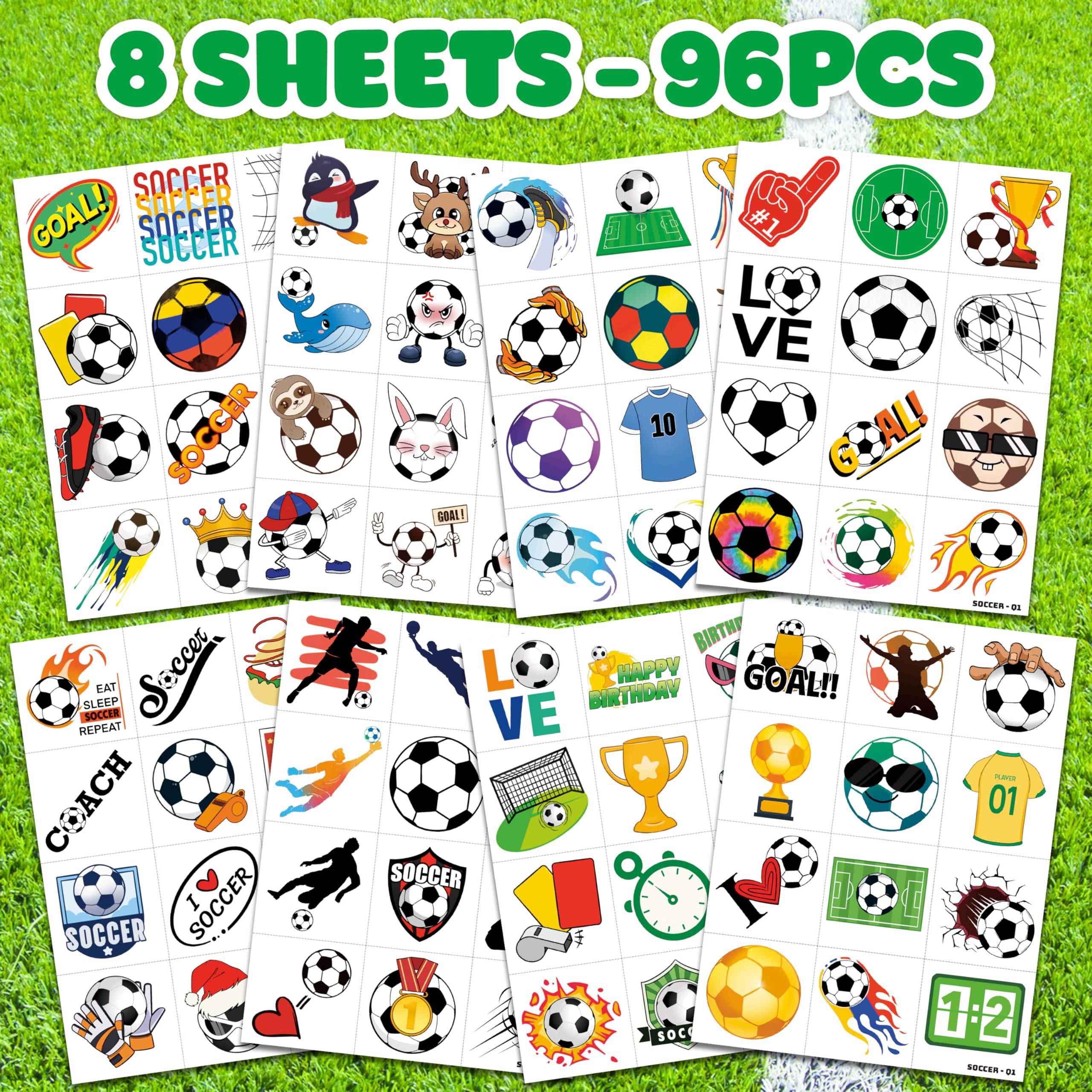 96-Piece Soccer Fan Temporary Tattoos